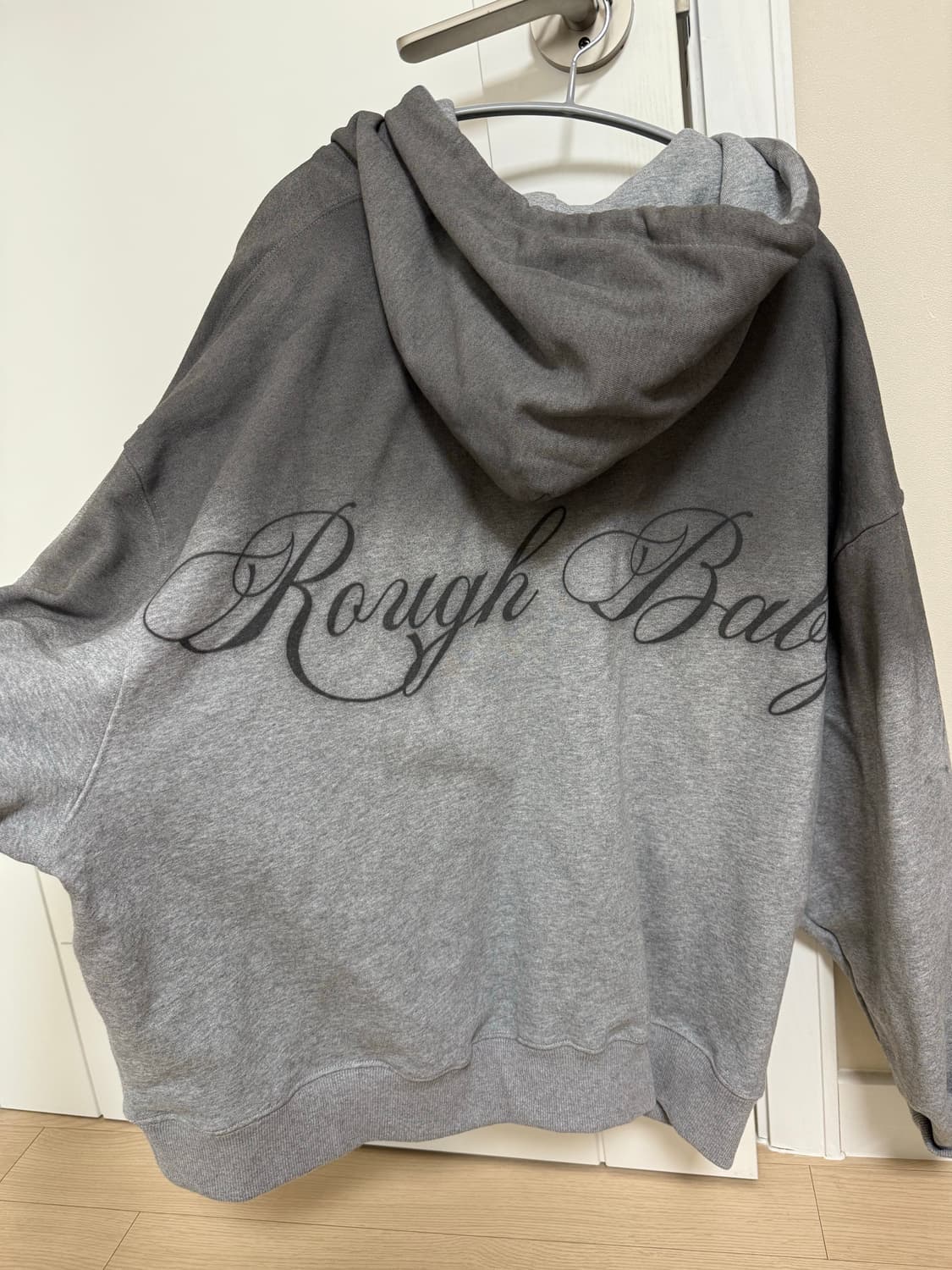 러프넥 빈티지 오버핏 후드 그레이 상품이미지2
