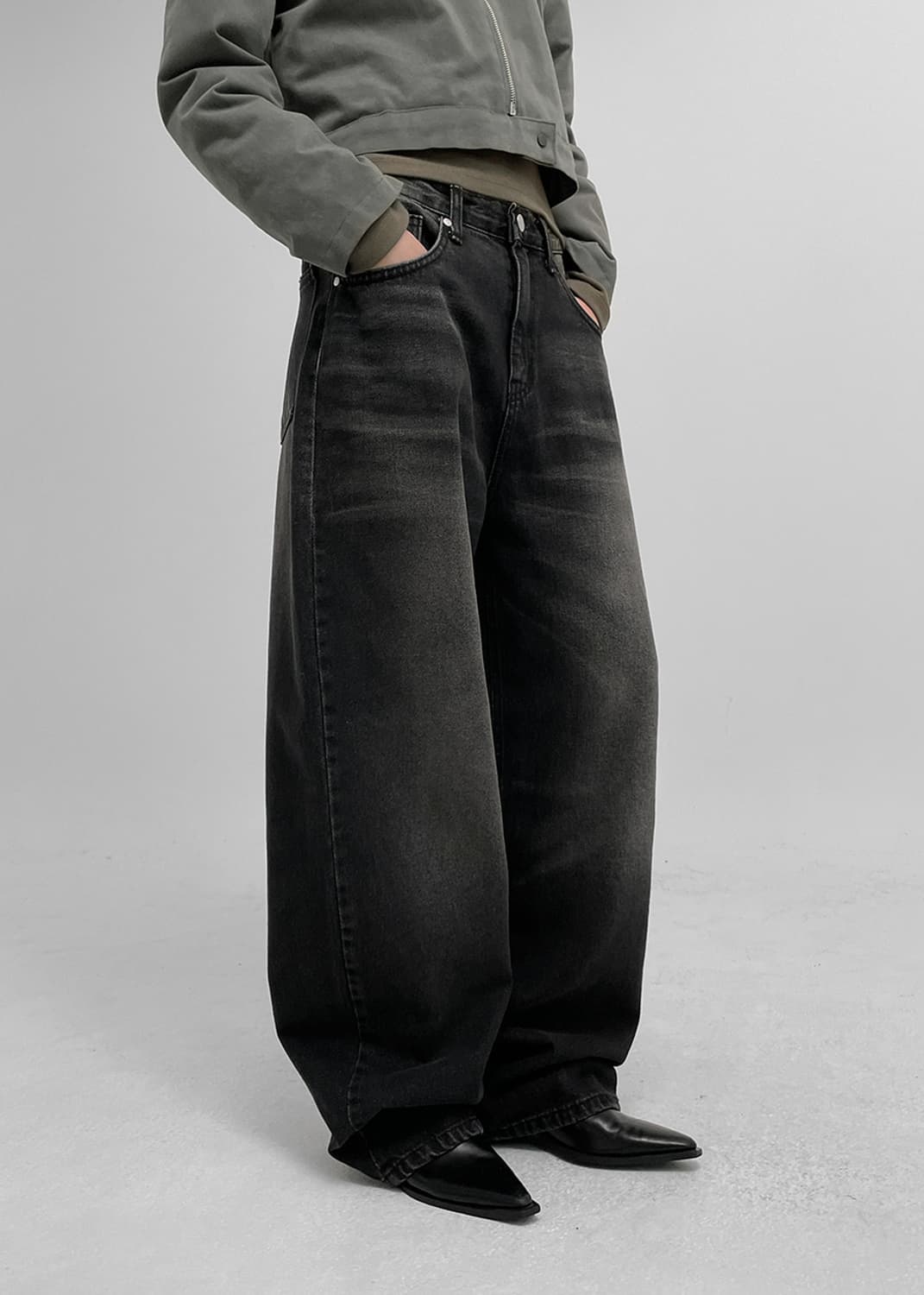 블랙업 폴디아 워싱 와이드 데님 팬츠 상품이미지3