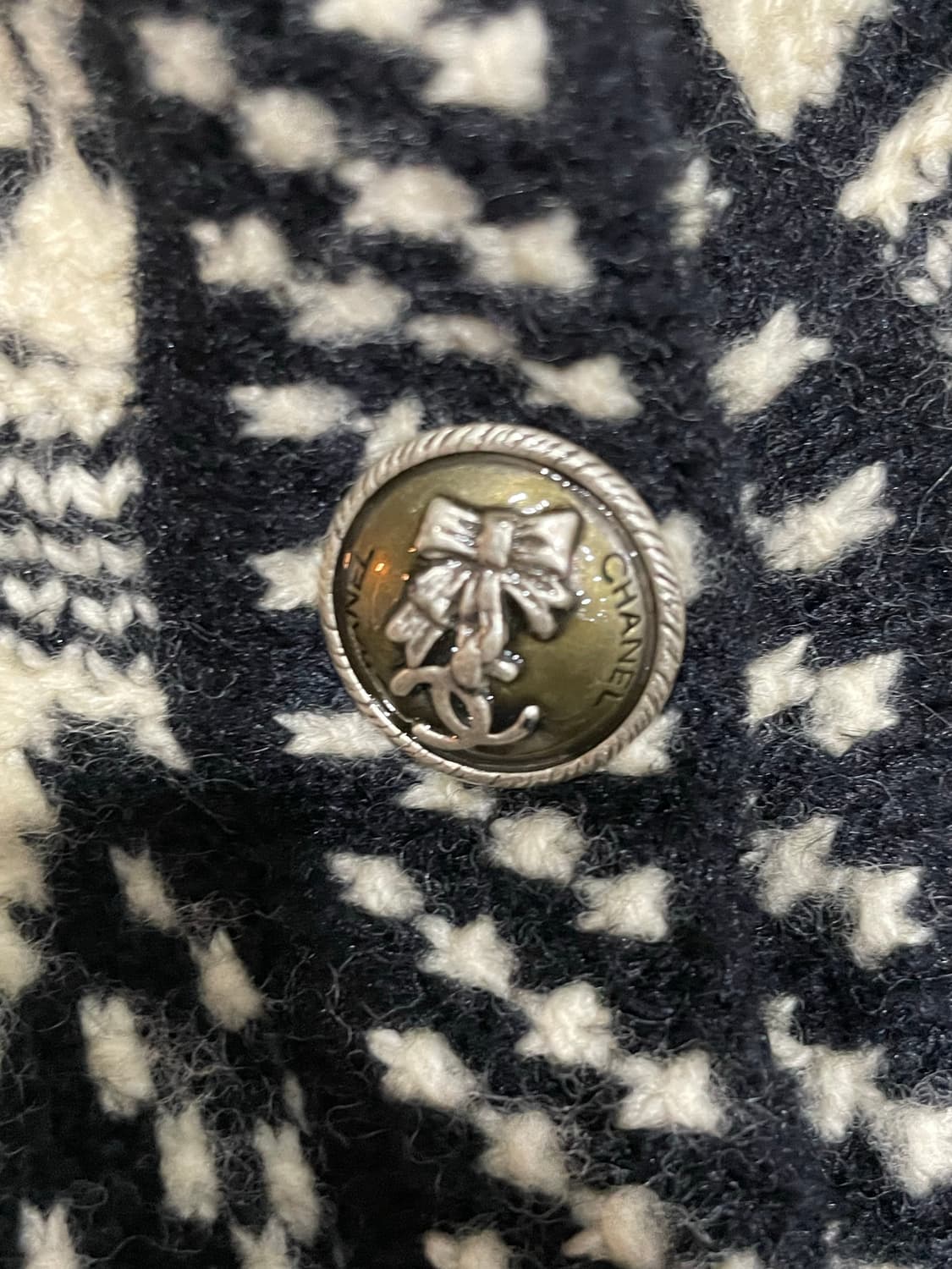 샤넬 블랙&아이보리 패턴 롱 코트 38 정품 상품이미지3