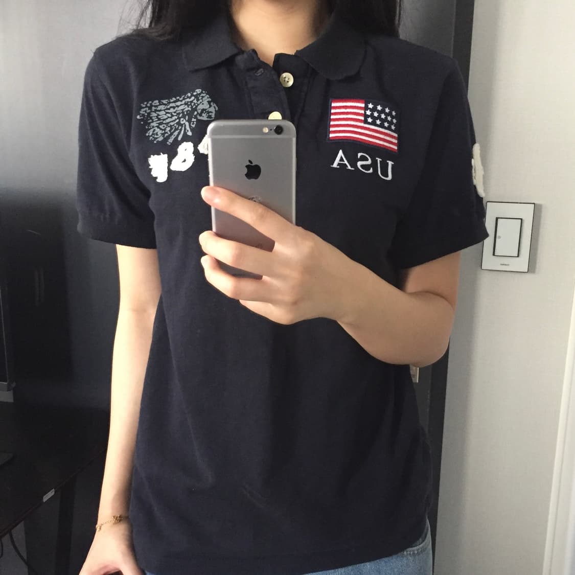 Abercrombie usa 패치 네이비 카라 반팔티 상품이미지3