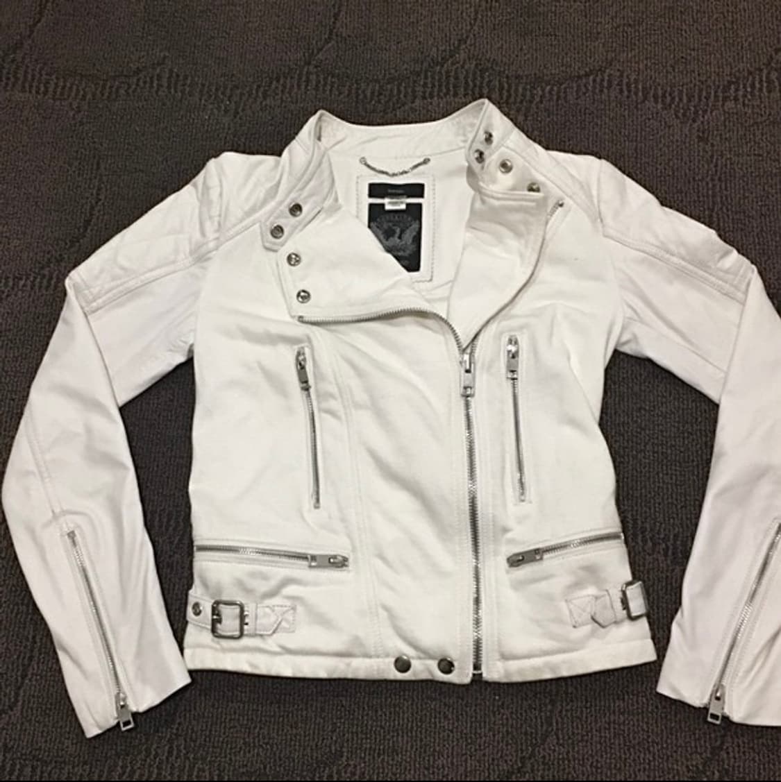 디젤 레더 퀄티드 레더 모토 자켓 화이트 상품이미지1