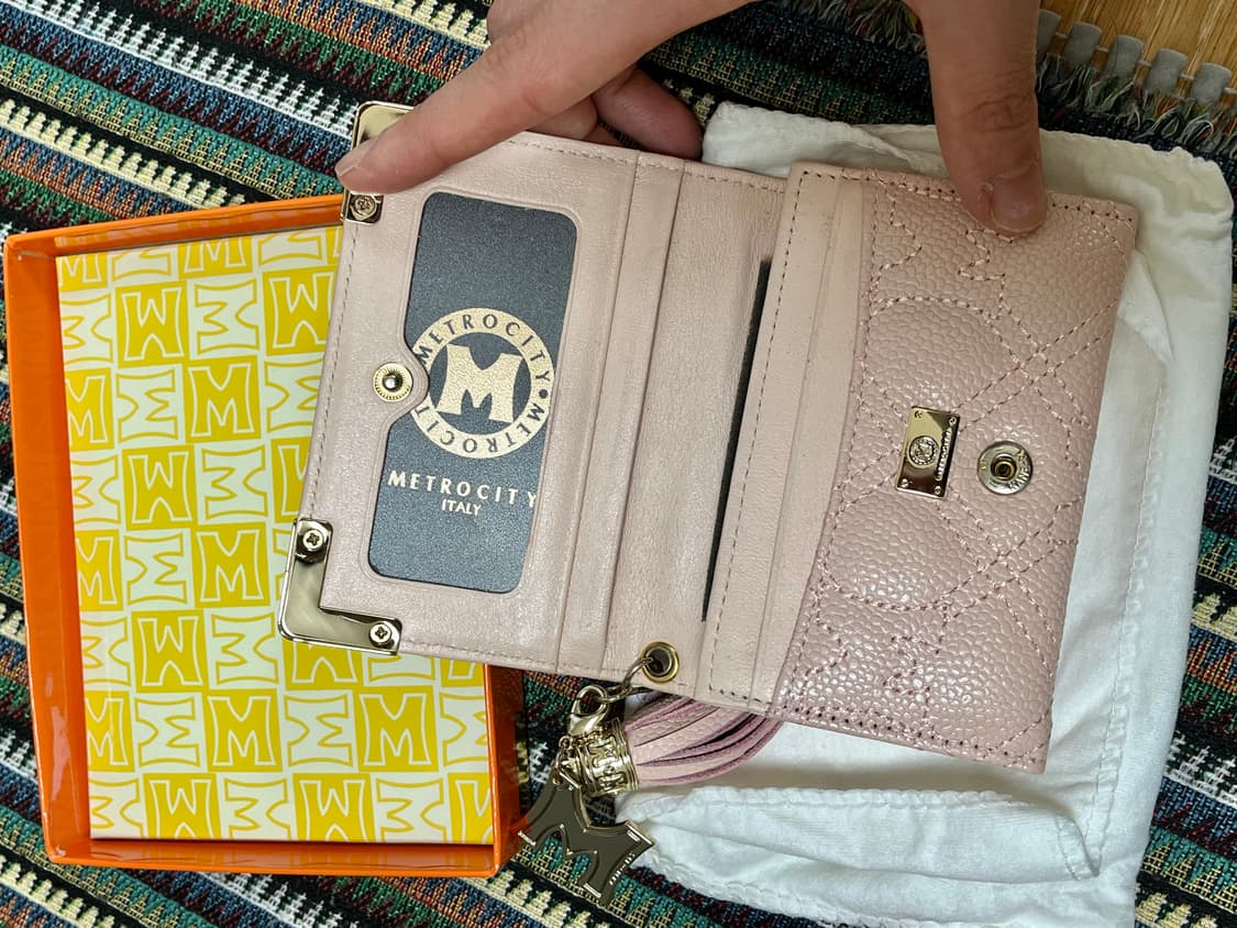 소가죽 메트로시티 퀼팅 카드 지갑 파스텔 핑크 상품이미지9
