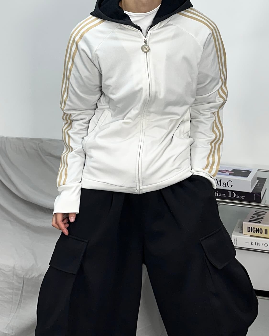 아디다스 00s 빅 파이어버드 화이트 골드 트랙탑 져지 M 상품이미지2