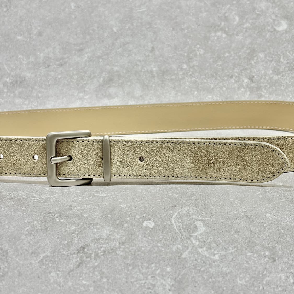 Oribell 새틴 실버 버클 이탈리아 스웨이드 소가죽 베이직 벨트 상품이미지2