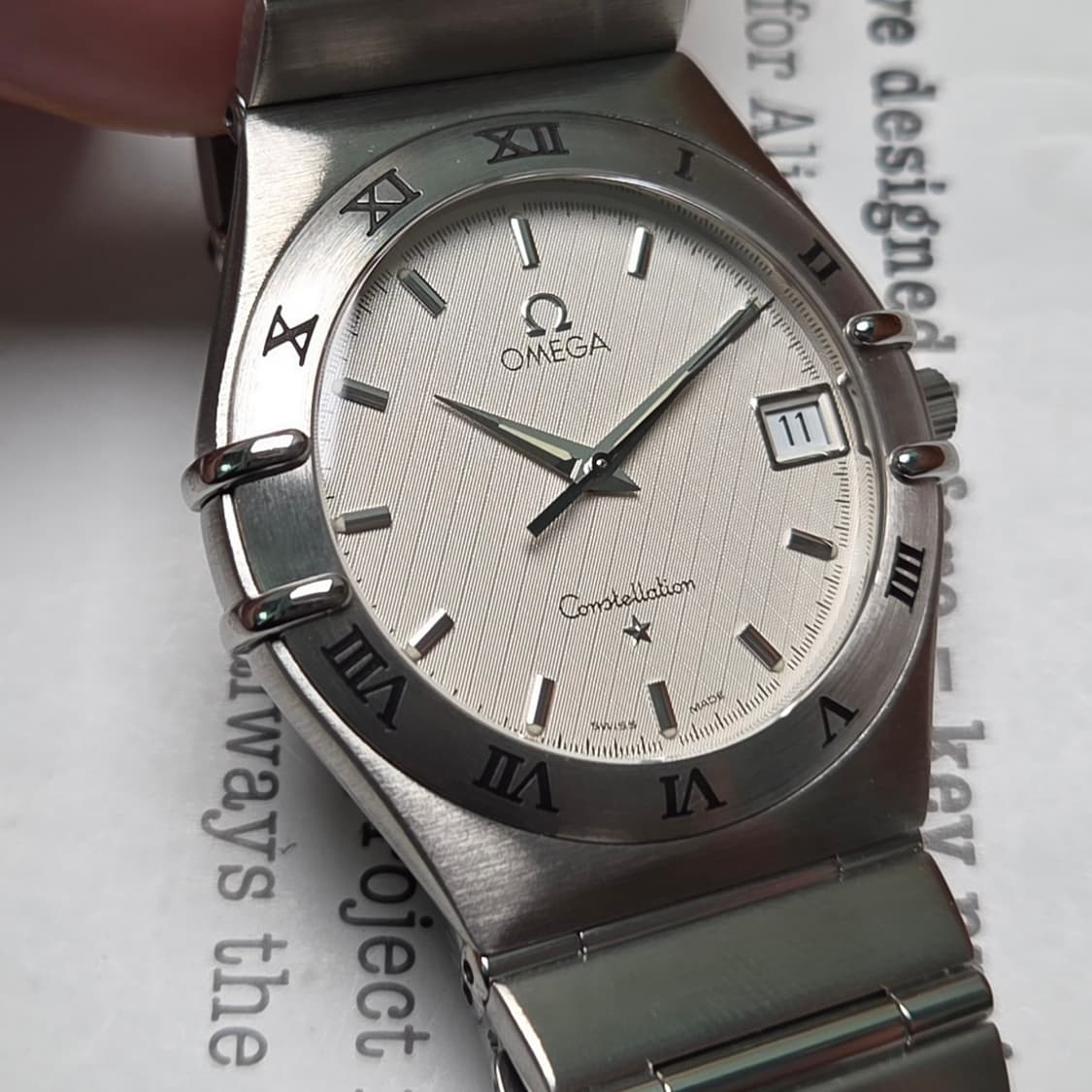 오메가 컨스틸레이션 별로고 격자 화이트판 쿼츠 브레이슬릿 ver. 상품이미지1