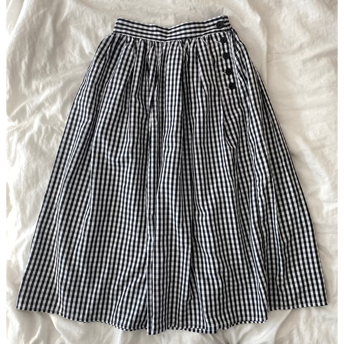 빈티지 체크 버튼 스커트 상품이미지1