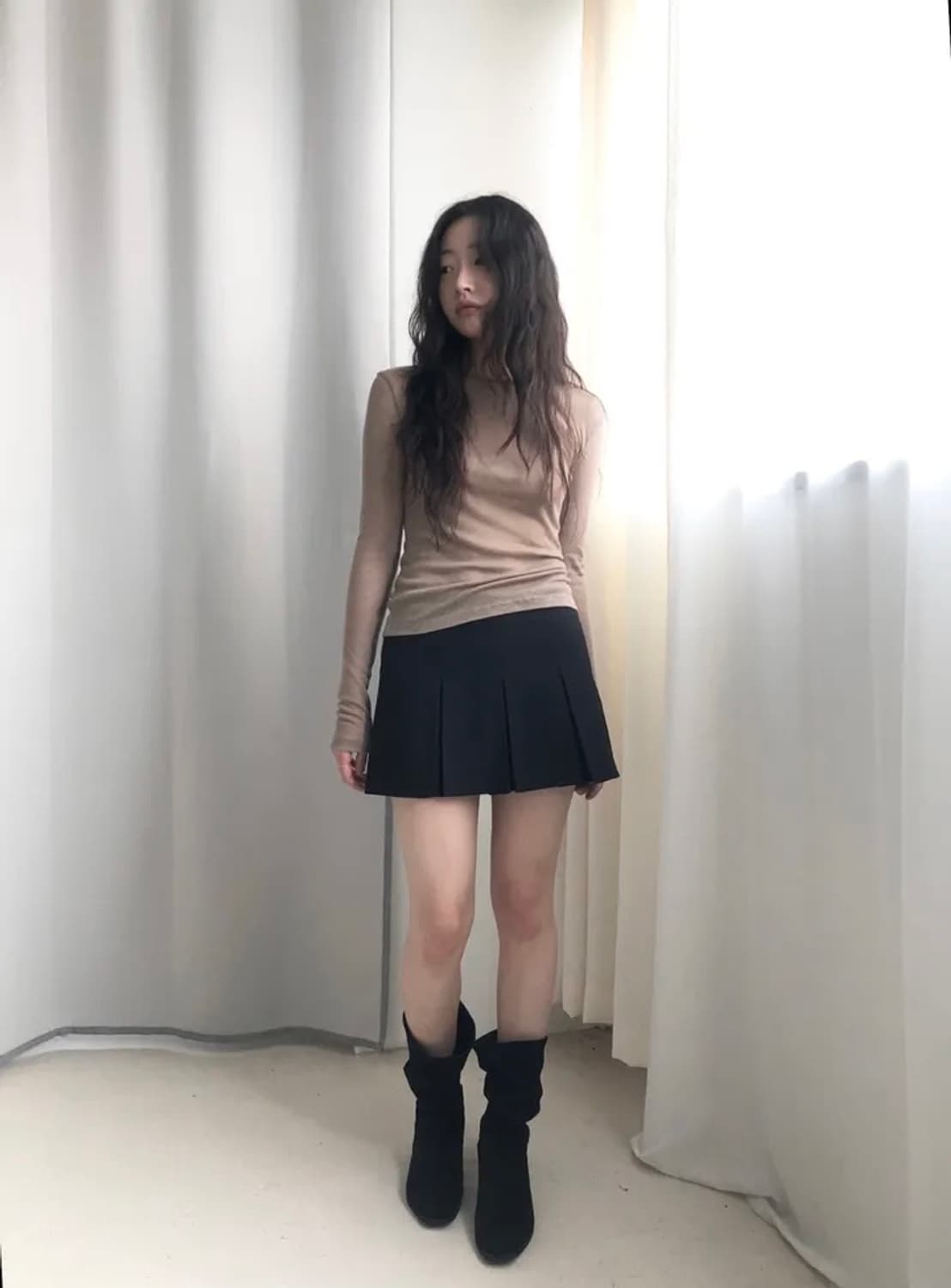 3세트 새 상품 그린씨 단종세트 판매 모델 코디룩 티셔츠, 스커트, 부츠 상품이미지2