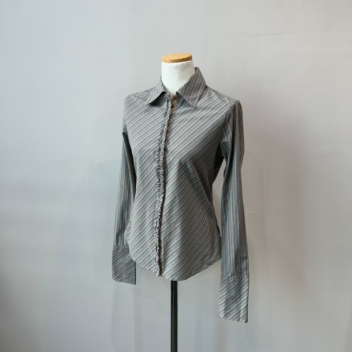 스트라이프 패턴 슬림 셔츠 상품이미지6