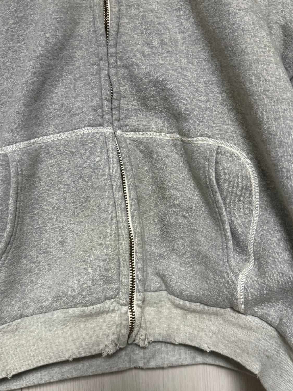 [3] 아프레쎄 25ss 빈티지 후드 집업 그레이 상품이미지5