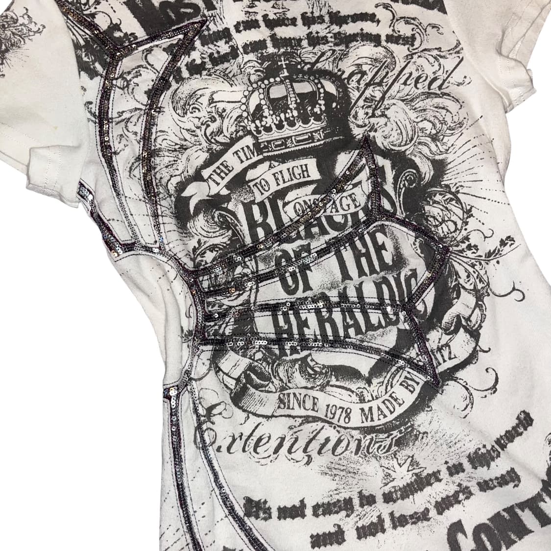 Glitz 글리츠 십자 스팽글 자수 프린팅 반팔티 펑크y2k갸루 상품이미지2