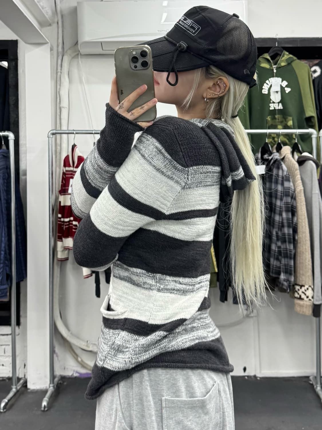 히스테릭 글래머 스컬 니트 후드집업 상품이미지5