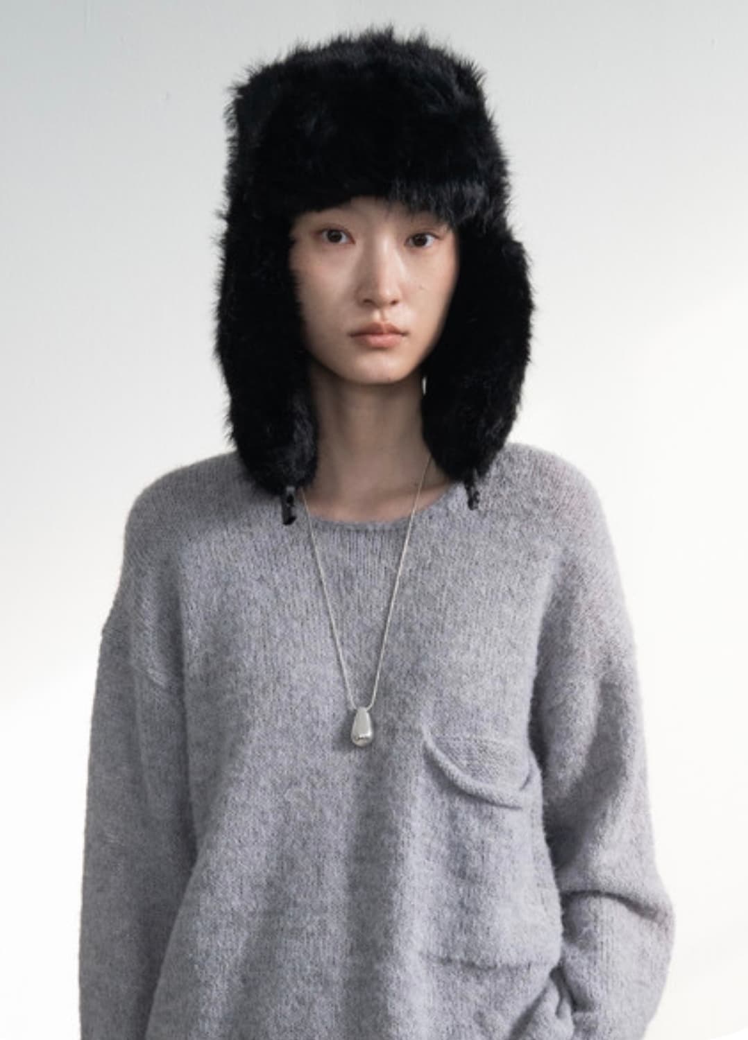 피키소사이어티 내추럴 울 포켓 니트 그레이 상품이미지1