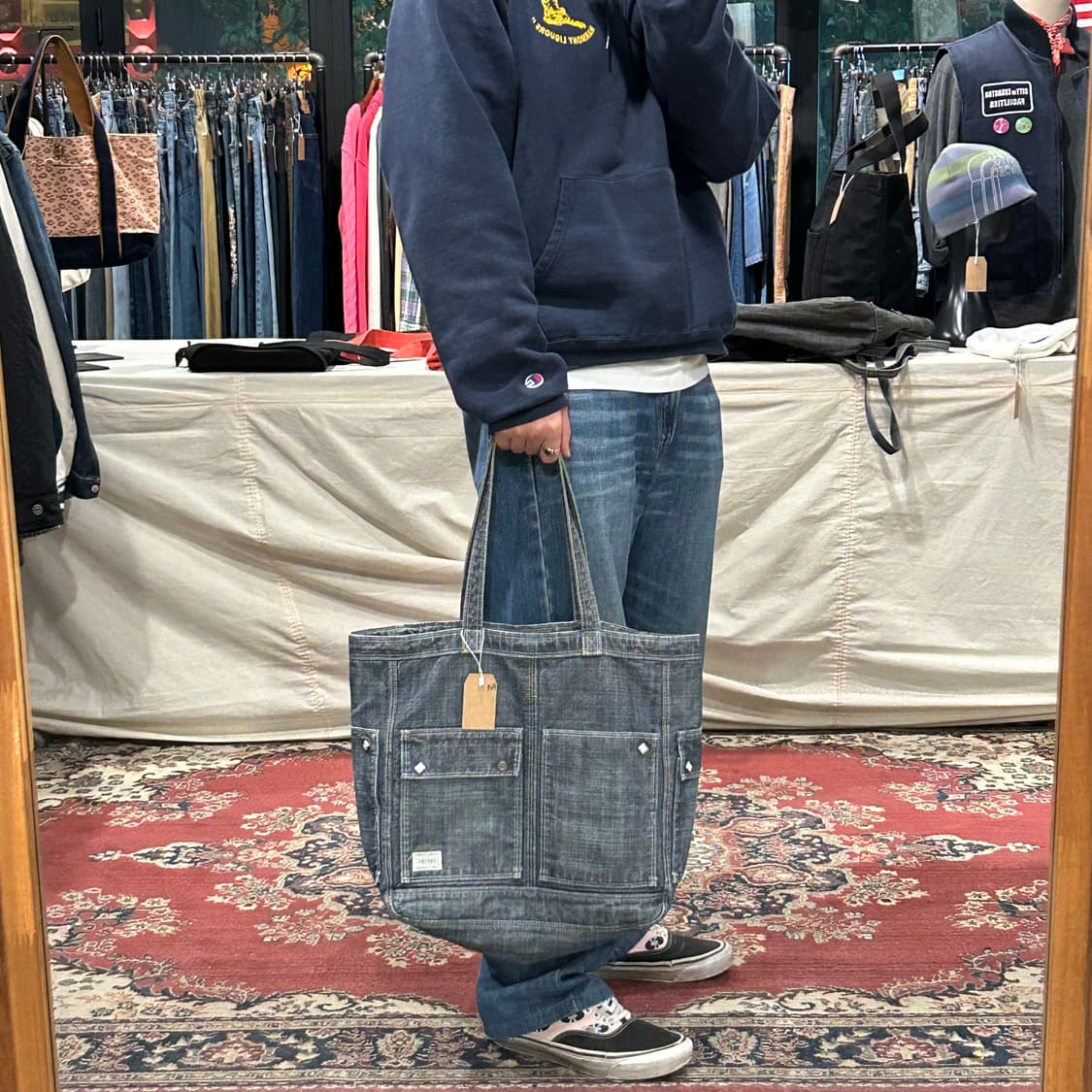 요시다 포터 온스 코튼 블루 데님 숄더백 토트백 상품이미지10