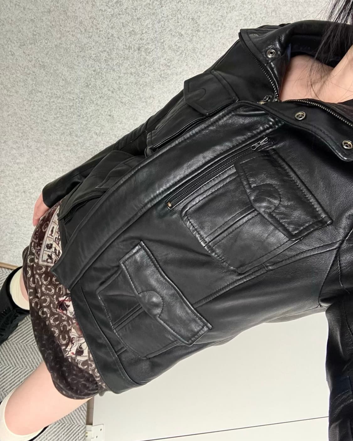 빈티지 레더 자켓 블랙 상품이미지7