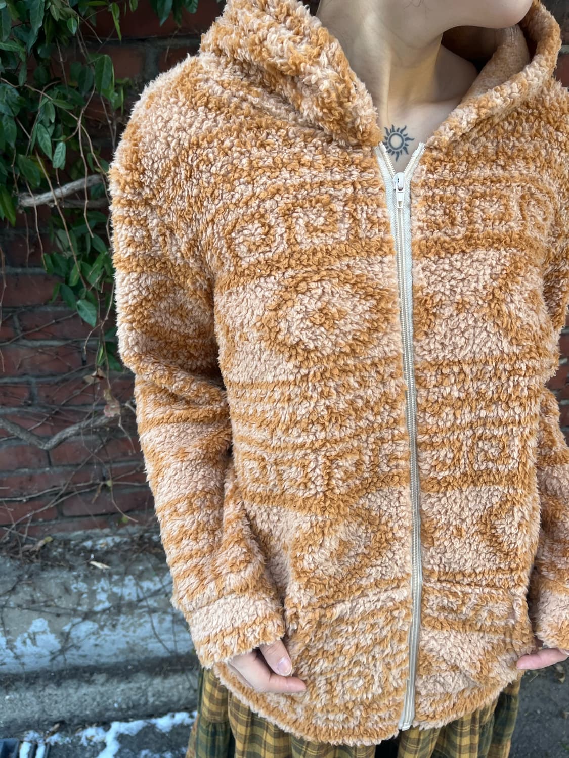 히피패턴 플리스 후드 집업 상품이미지7