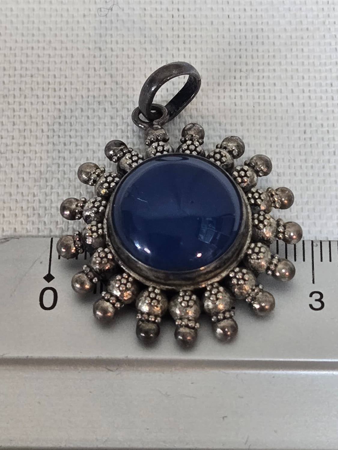 남미 빈티지 블루 칼세도니아 카보션펜던트 / 에스닉 실버톤 참 상품이미지6