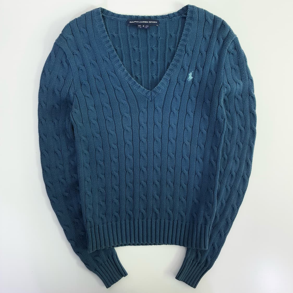 Polo  폴로 랄프로렌 스포츠 자수 우먼스 꽈배기 브이넥 니트 상품이미지1