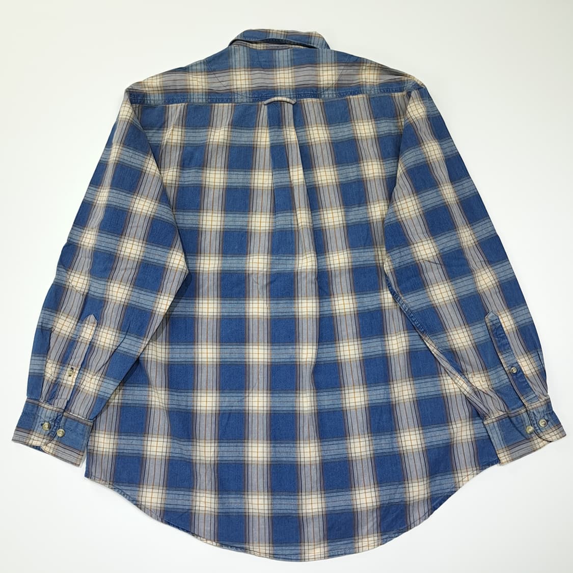 CL260 L 리 90s 코튼 버튼다운 블록 플레이드 체크 블루 셔츠  상품이미지6