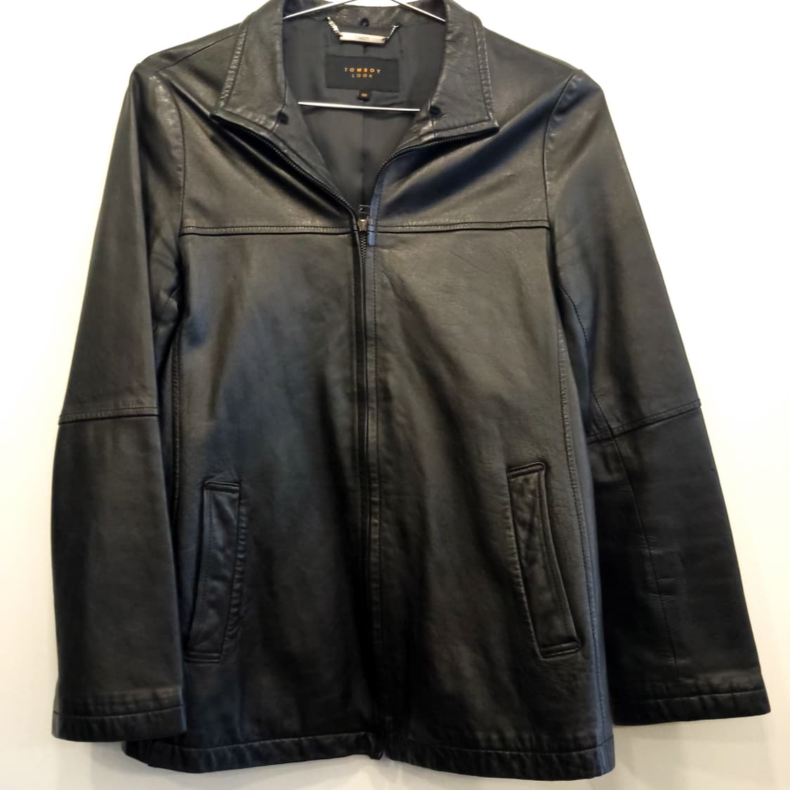 톰보이 룩 블랙 가죽 자켓 상품이미지2