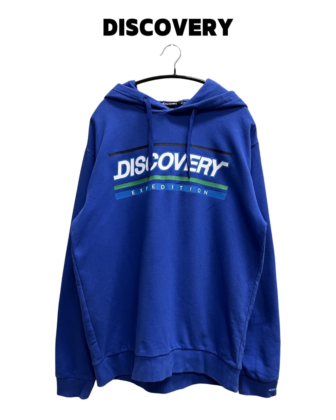 디스커버리 프린팅 로고 후드 티 블루 상품이미지1