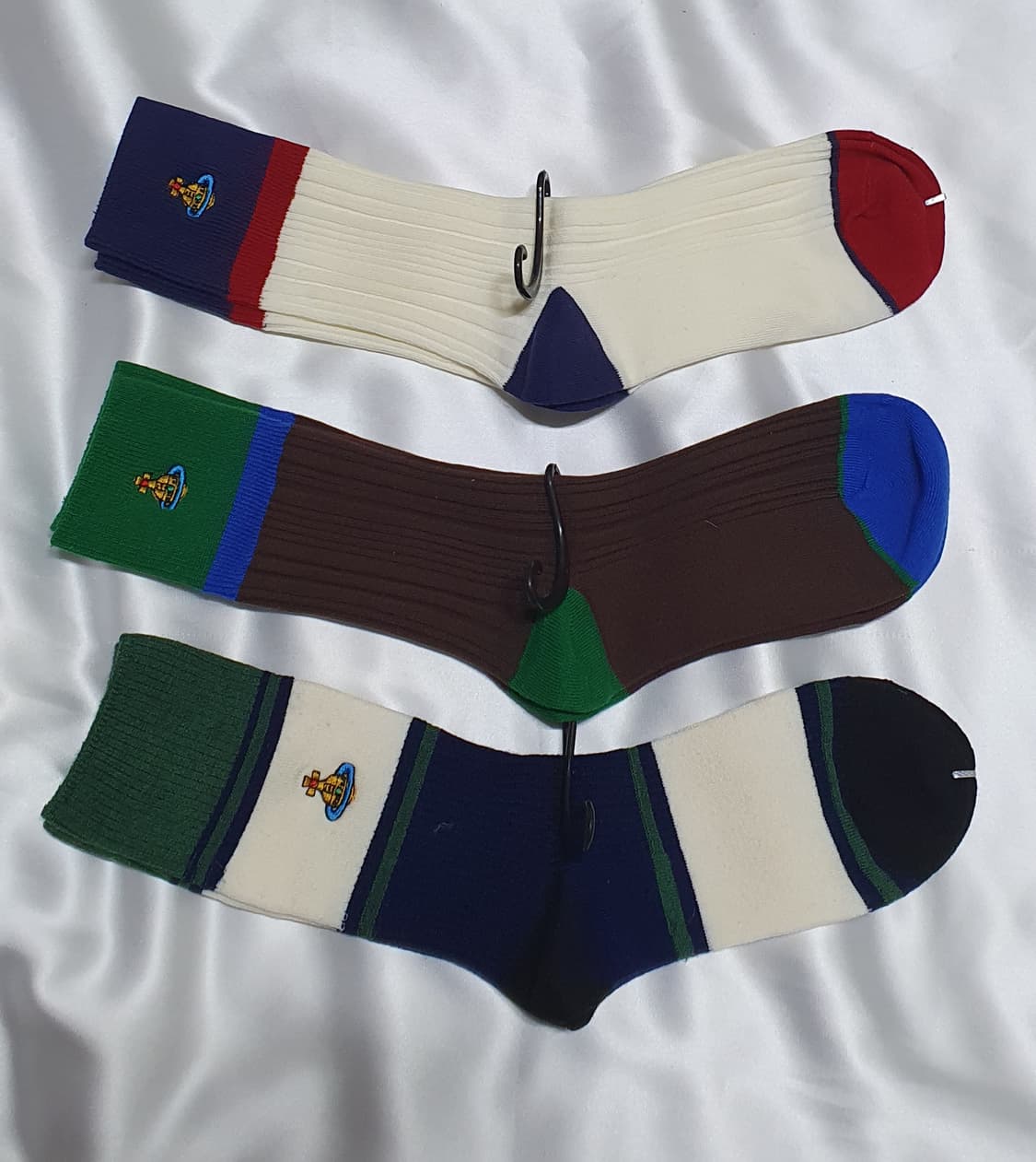 네이비 크림베이지 그린 블루 브라운 스트라이프 비비안웨스트우드 양말  상품이미지3