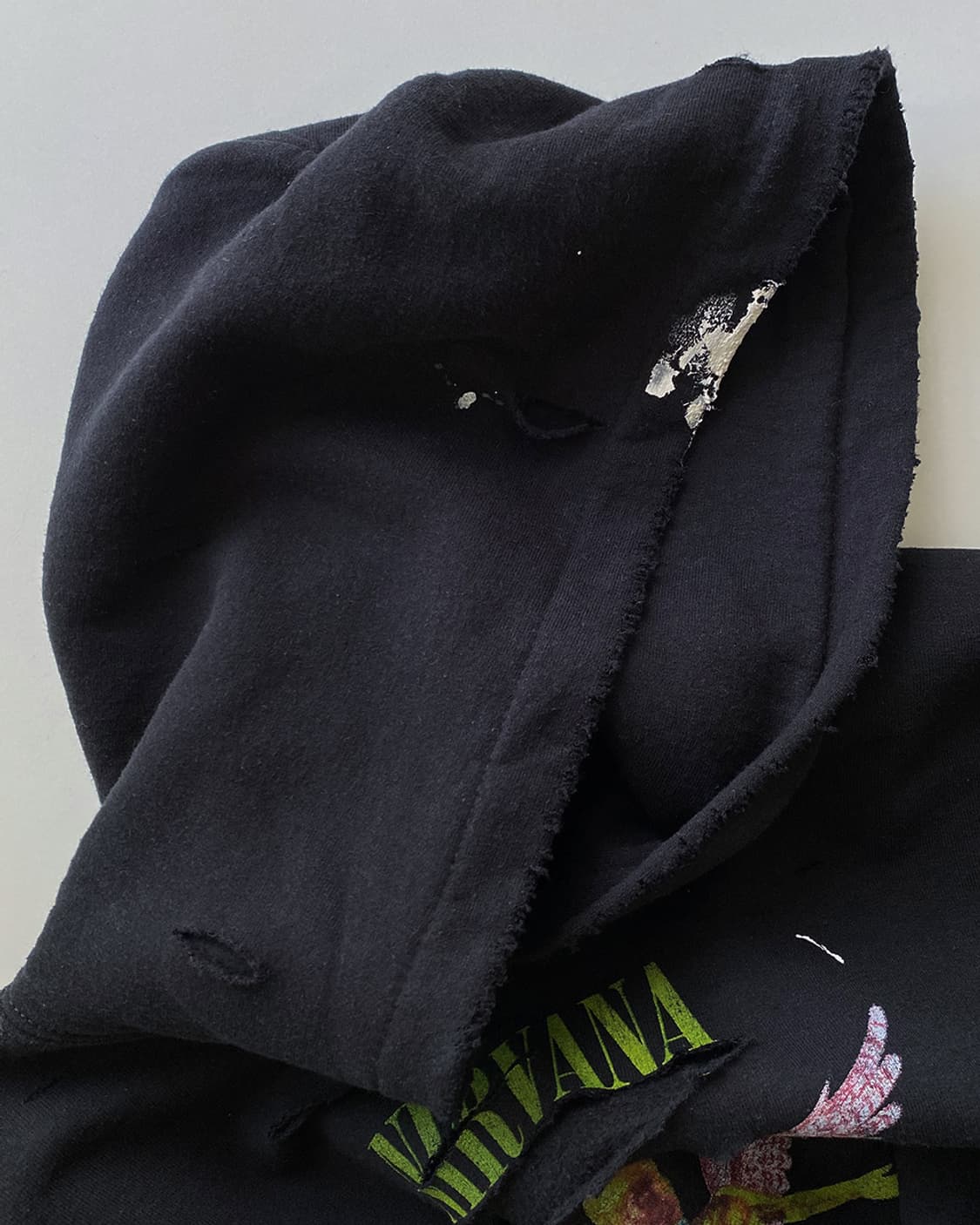 너바나 디스트로이드 페인팅 블랙 후드티 상품이미지3