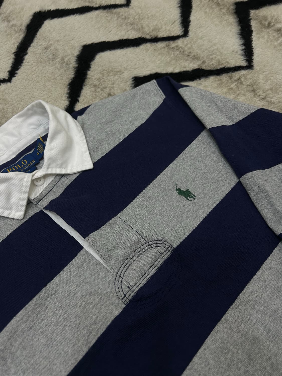 [M]폴로랄프로렌 아이코닉 클래식핏 럭비 긴팔/그레이네이비 상품이미지1