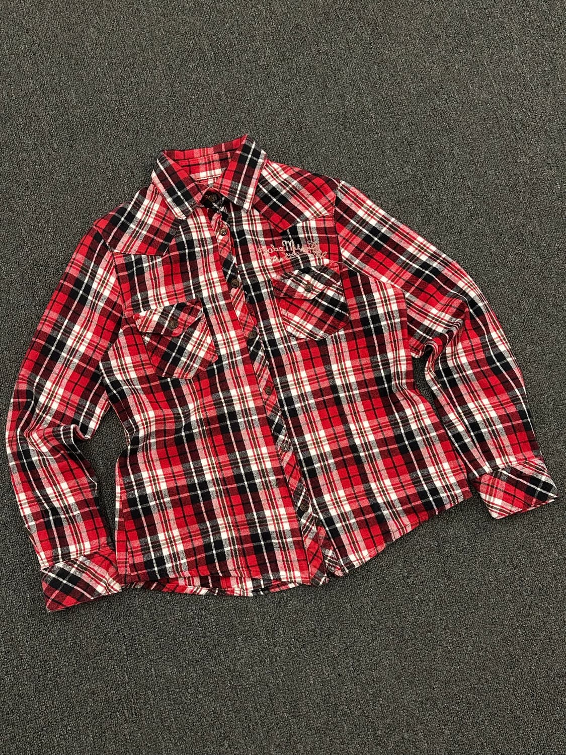 L)빈티지 여성 스티치 플란넬 셔츠 상품이미지1