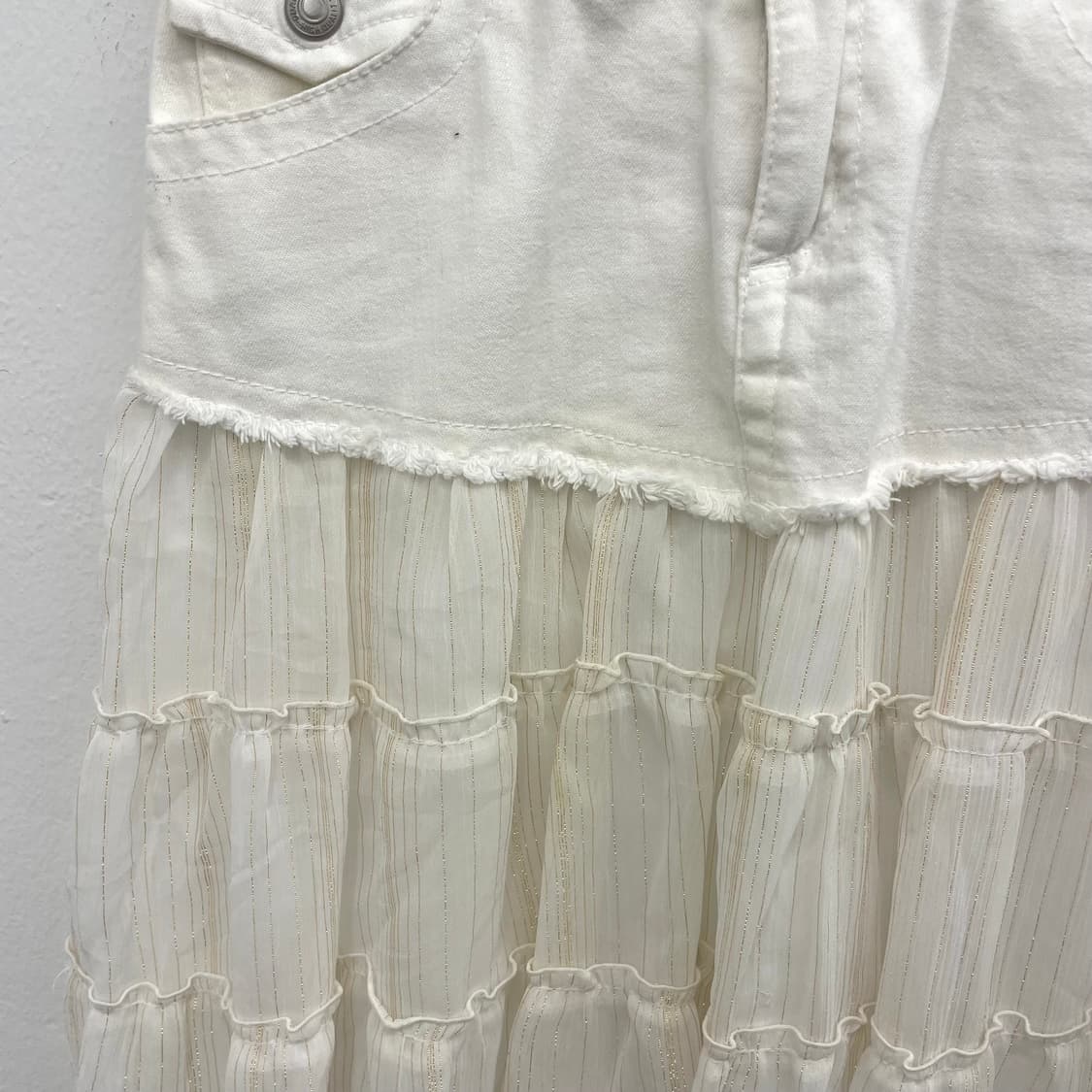 denim waist chiffon skirt 상품이미지3