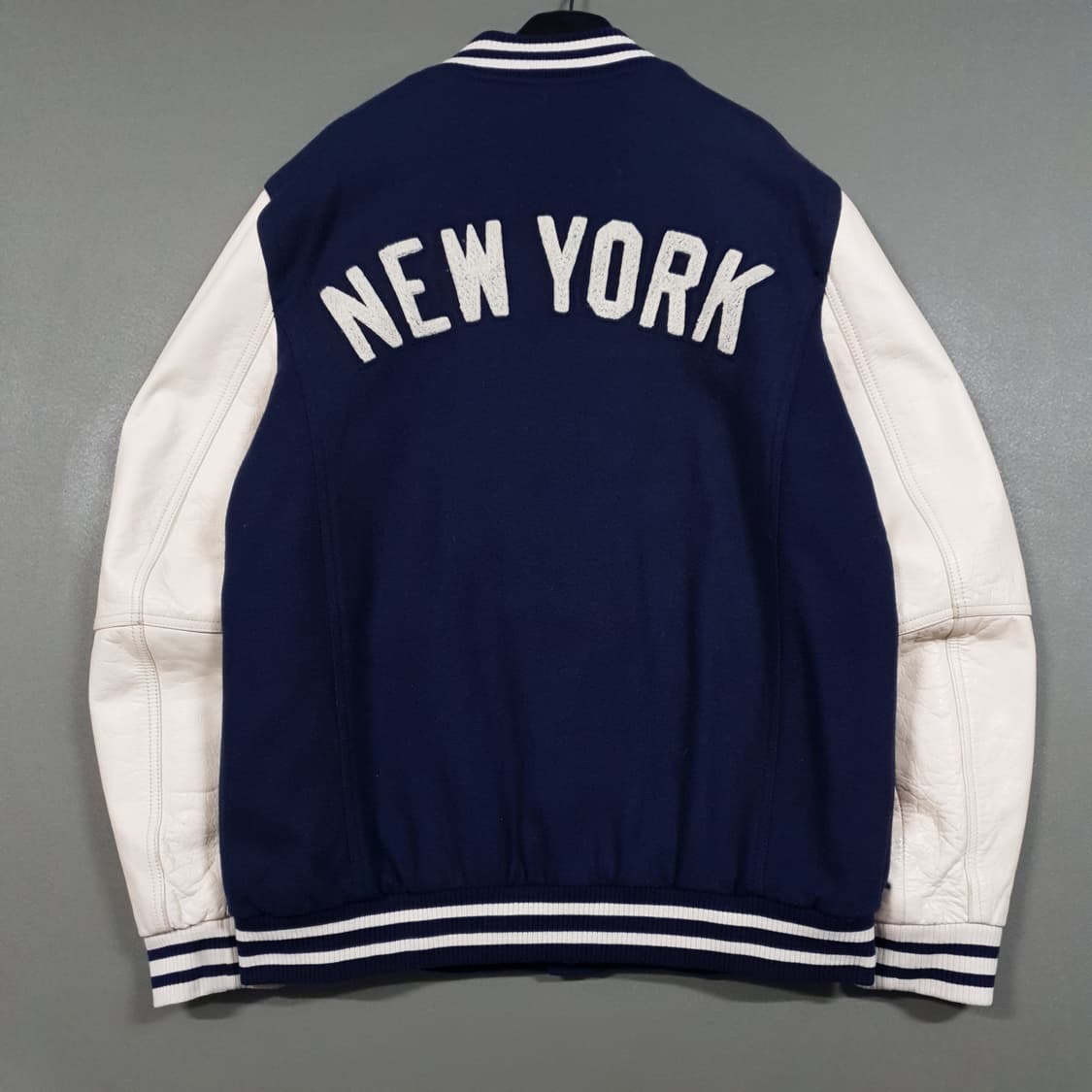 100 (L) MLB 뉴욕 양키스 소가죽 레더 울 바시티 자켓 NY 상품이미지7