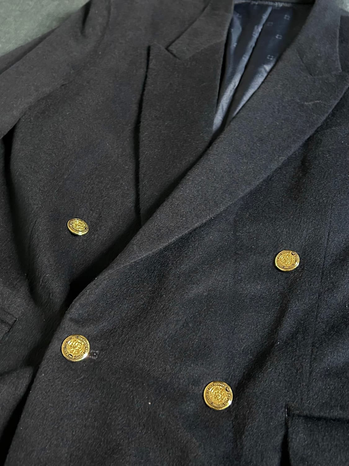 빈티지 100% 캐시미어 더블 브레스티드 네이비 금장 블레이저 상품이미지5