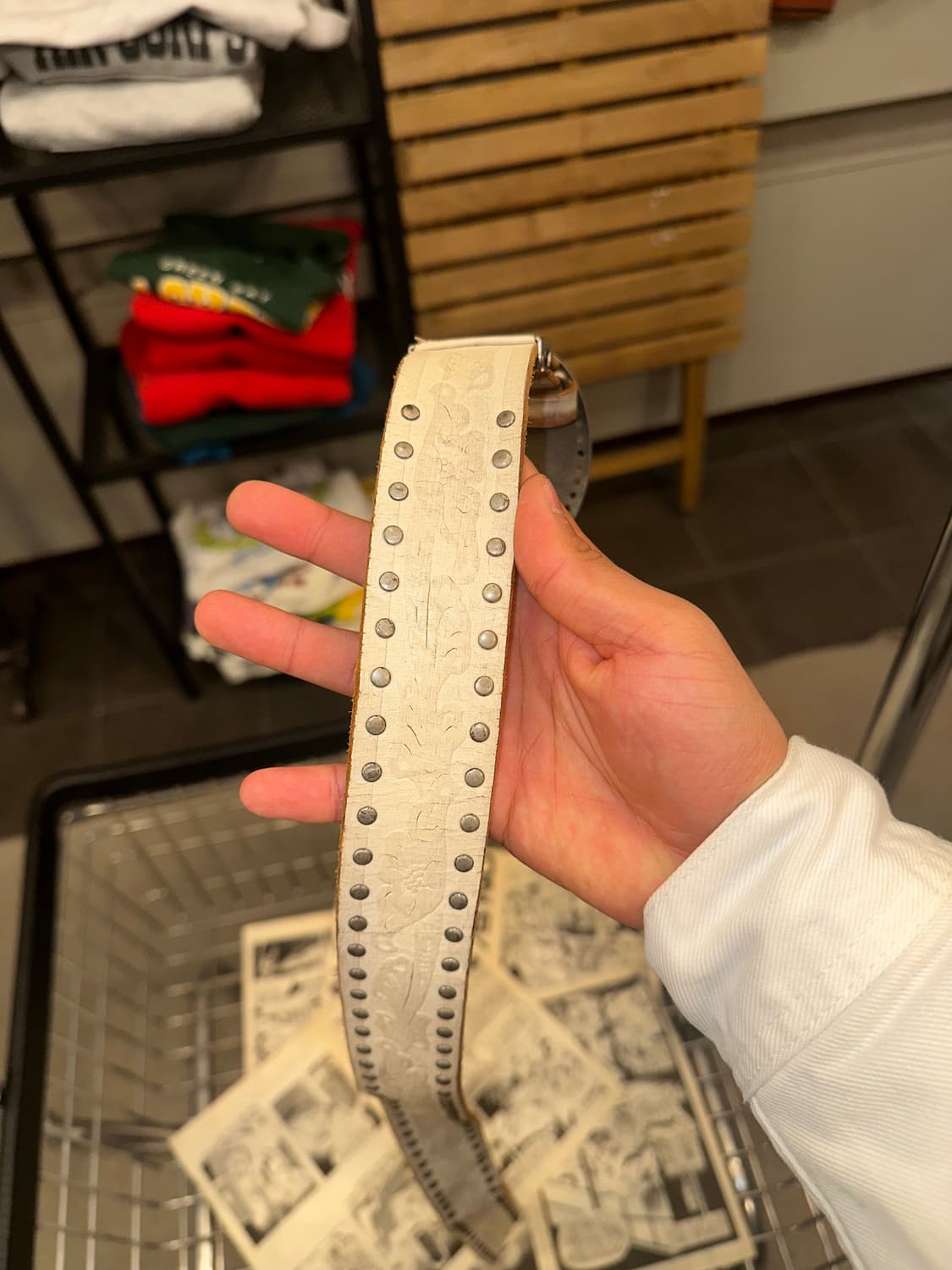 Big buckle Real leather stud patten belt 상품이미지6