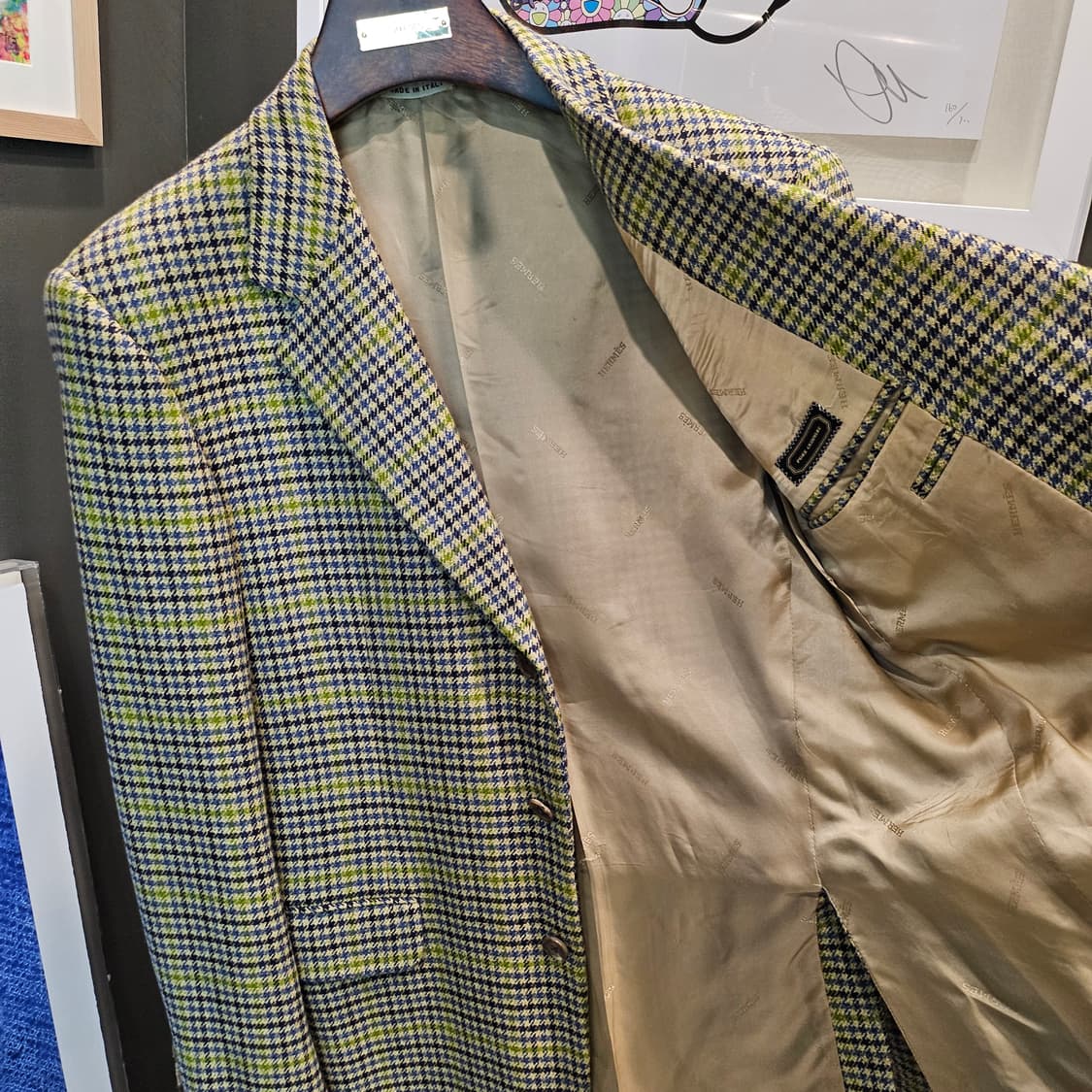 에르메스 캐시미어 100% 체크 정장 블레이저 상의 상품이미지4