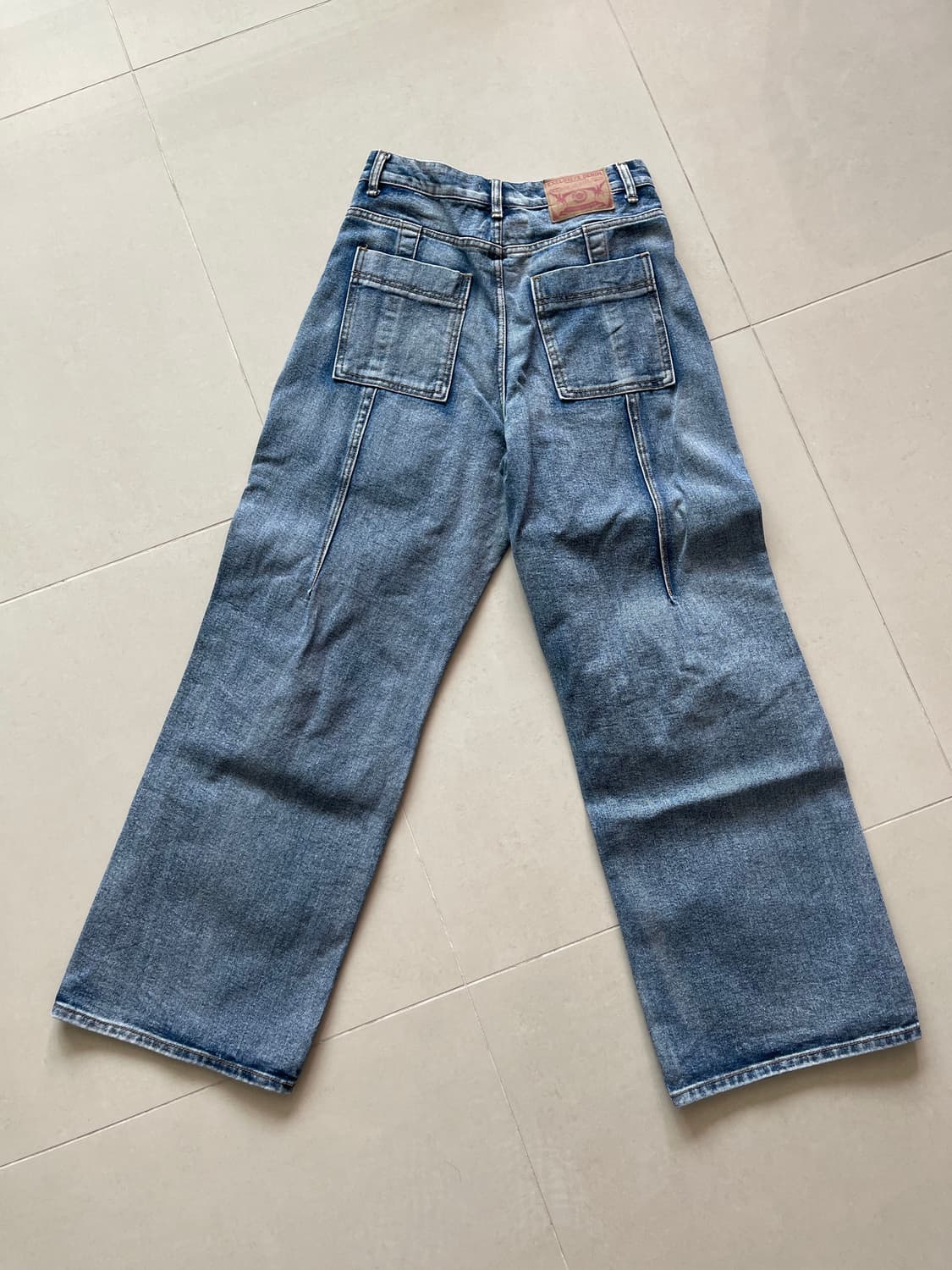 DNSR 멀티 다트 와이드 데님 팬츠 블루 상품이미지2