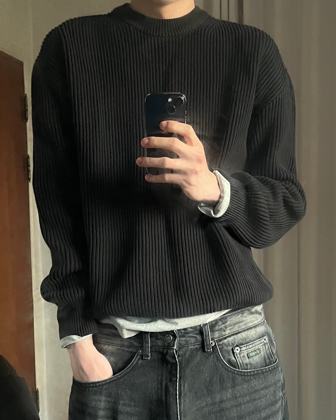 스테디 에브리웨어 크루넥 코튼 립 니트 3사이즈 상품이미지3