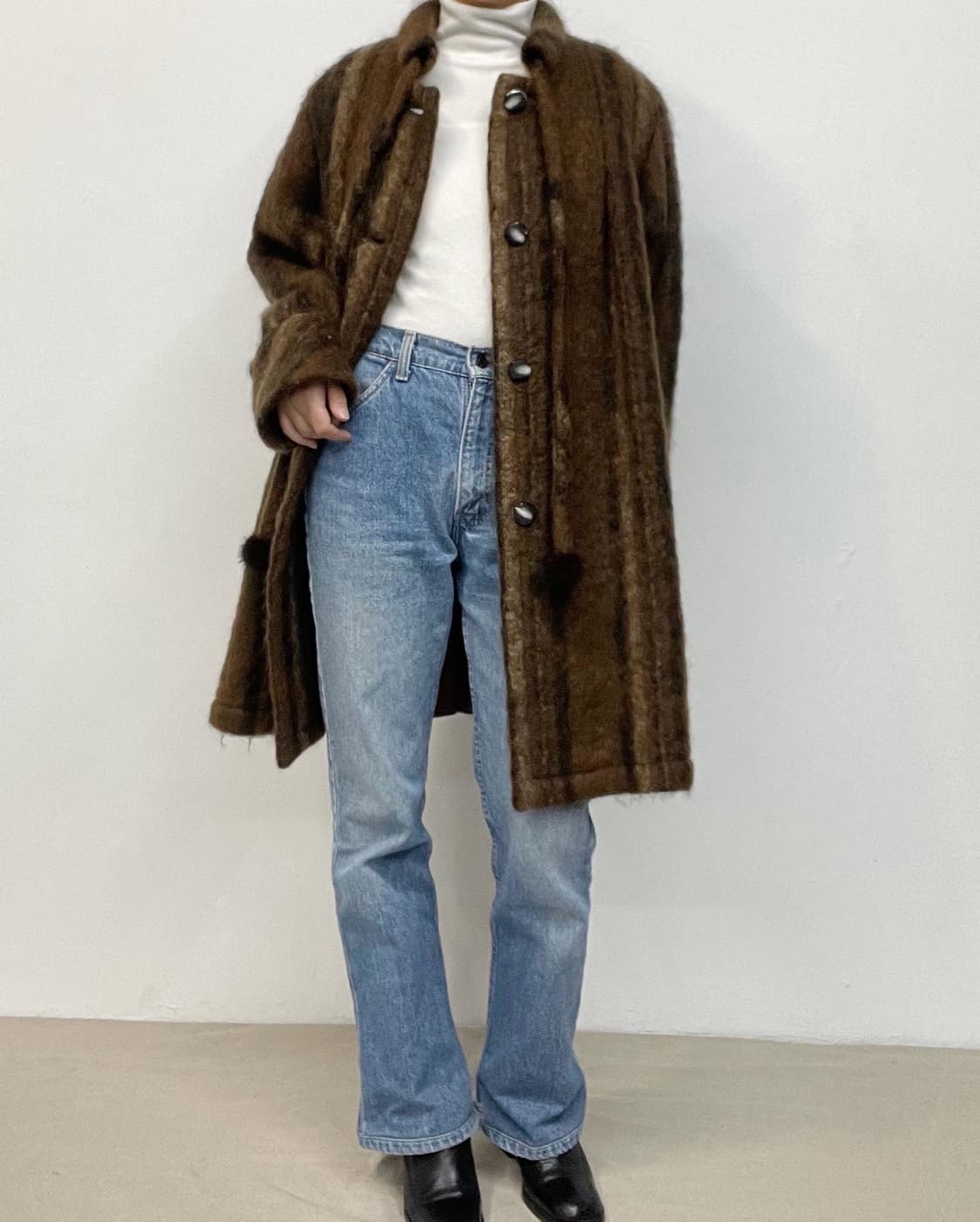 80s 빈티지 모헤어 코트 상품이미지5