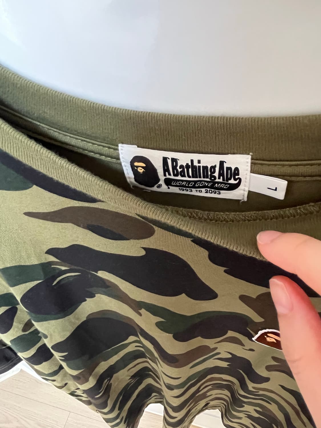 베이프 퍼스트 카모 원 포인트 티셔츠 그린 반팔 상품이미지5