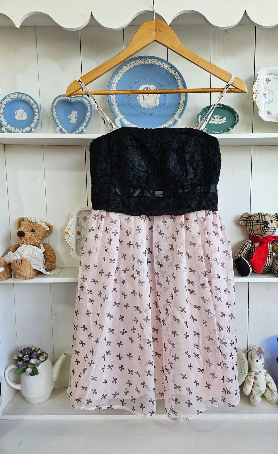 (Ank Rouge) 블랙레이스 리본 쉬폰 원피스 상품이미지1