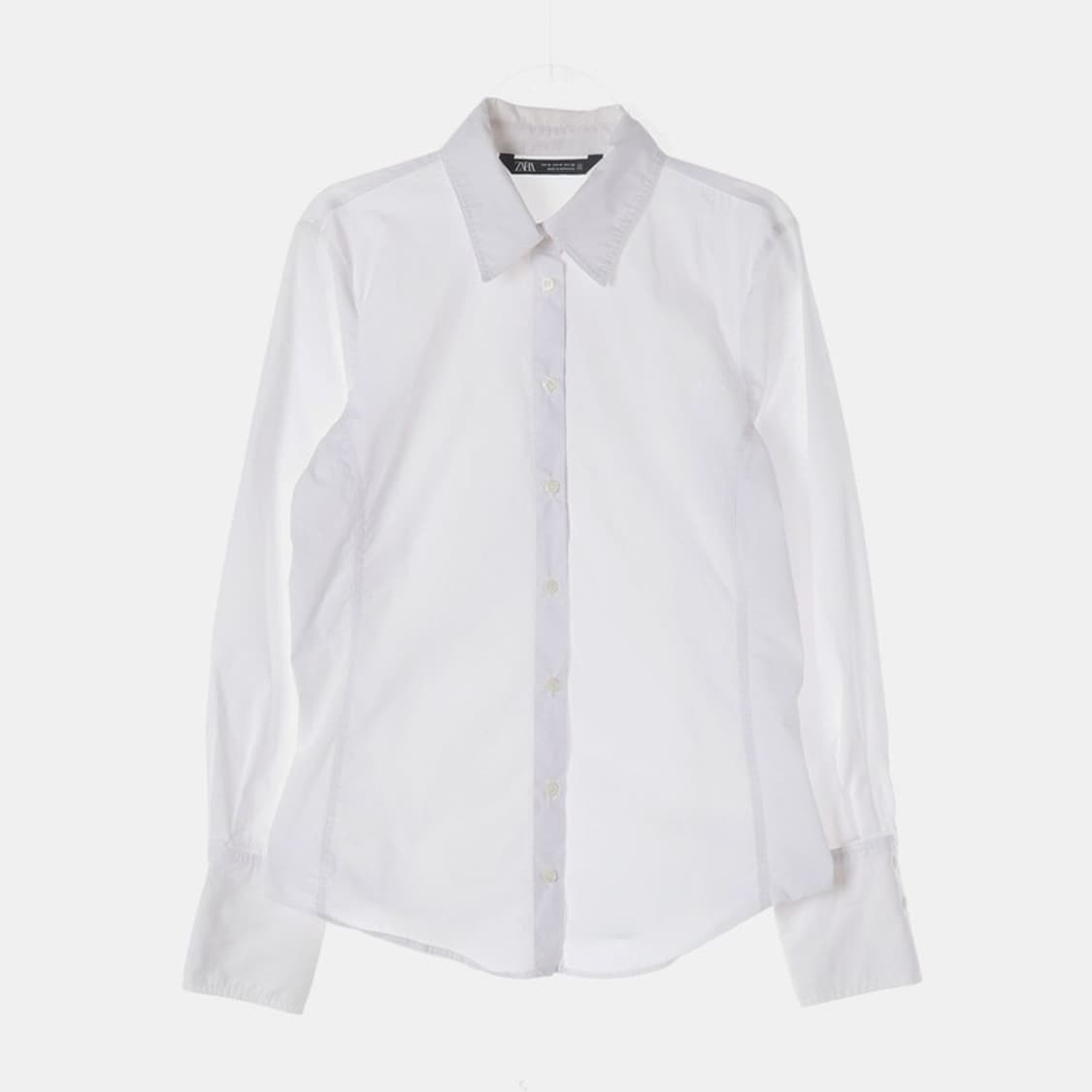 ZARA 화이트 코튼 베이직 긴팔 셔츠 M 상품이미지1