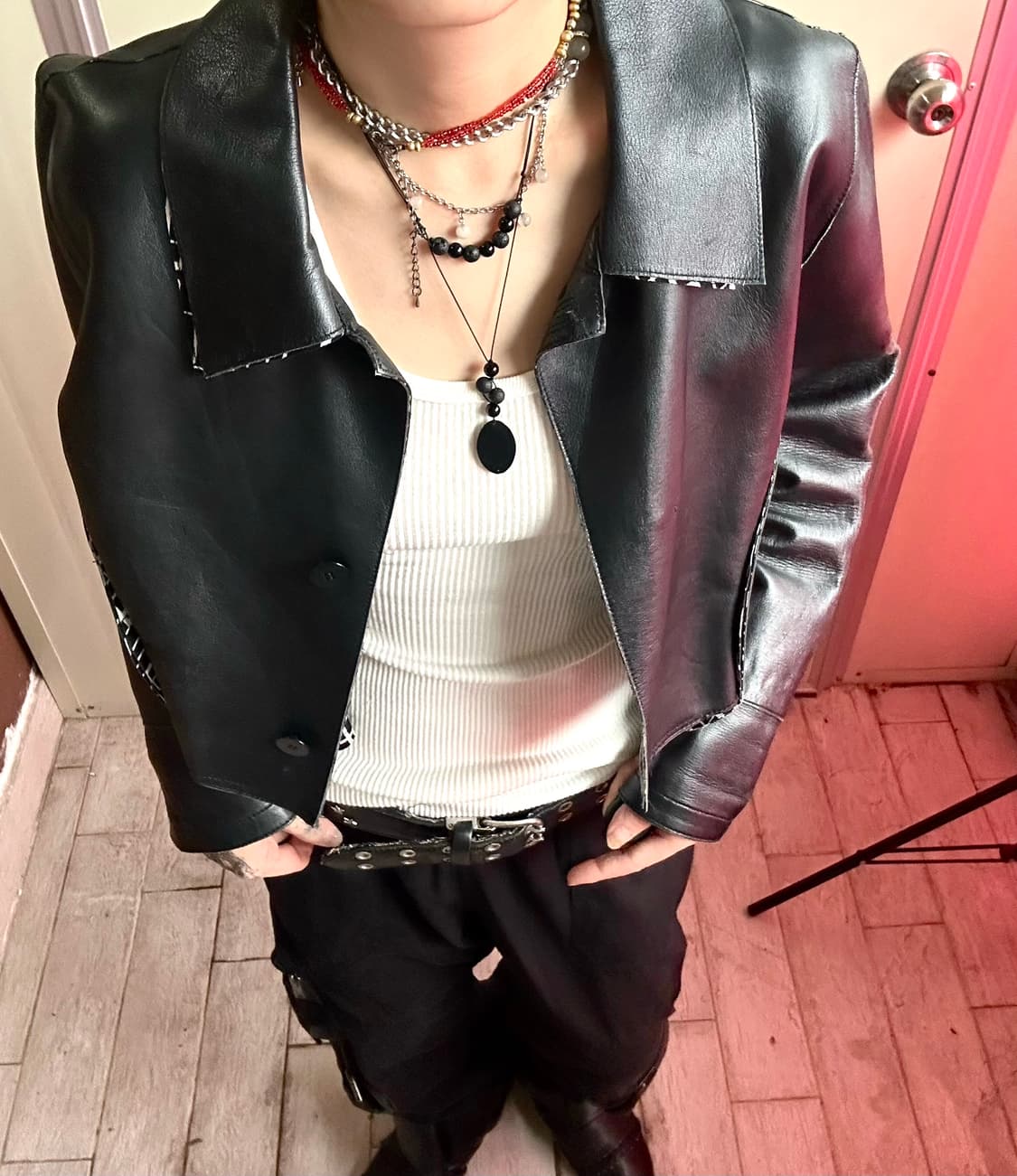 croped leather jacket 상품이미지1