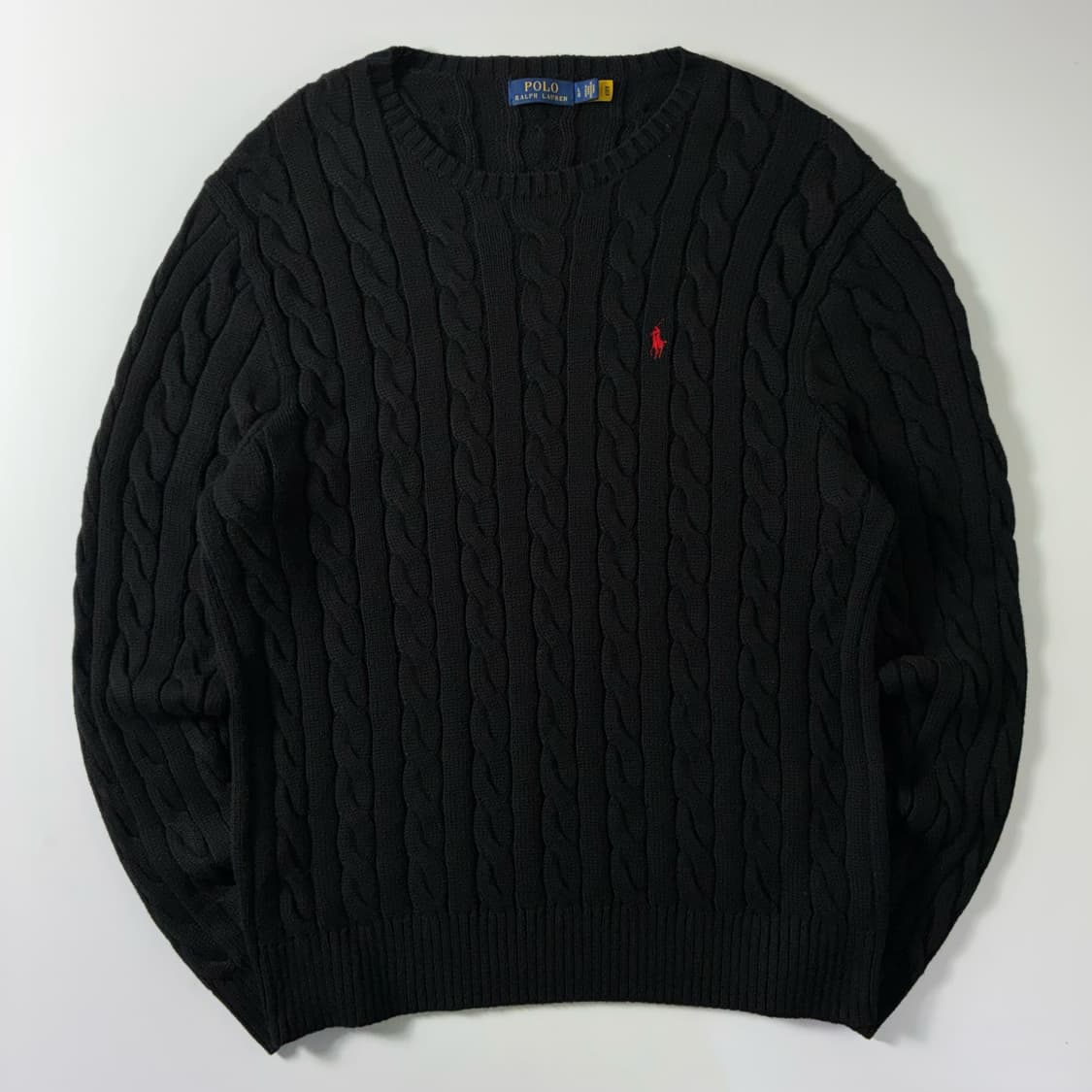 Polo  폴로 랄프로렌 신형 자수 코튼 블랙 꽈배기 니트  상품이미지1