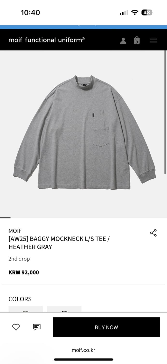 모이프 [AW25] BAGGY MOCKNECK TEE / 그레이/2사이즈 상품이미지1