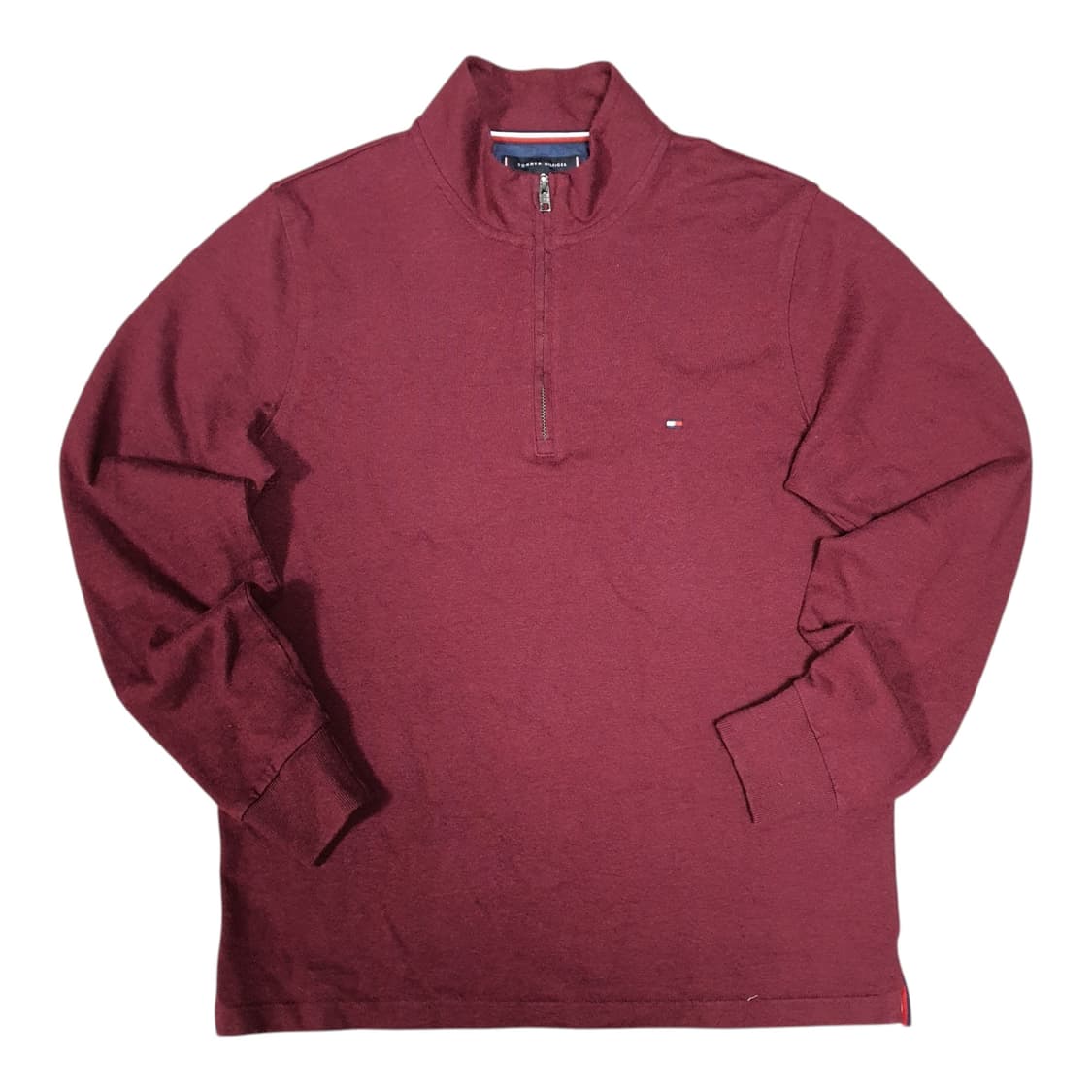 ✨ (바배) 타미 힐피거 버건디 니트 반집업 상품이미지1