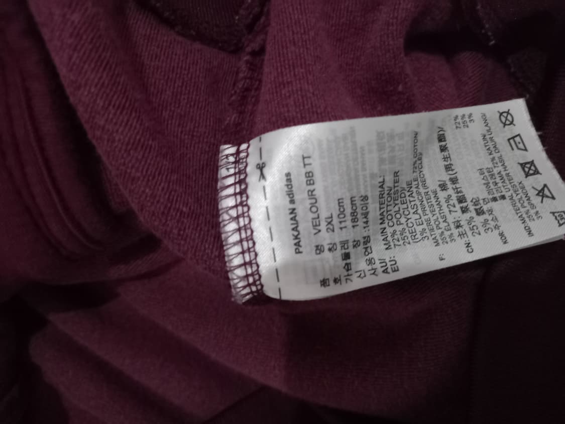 아디다스 벨벳 버건디 마룬 트랙탑 저지 져지집업 105~110 상품이미지5