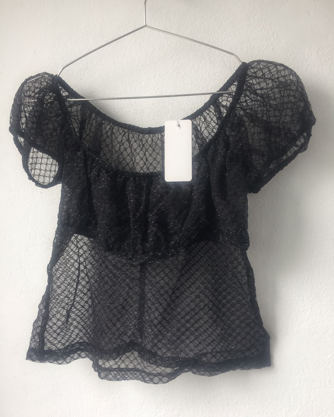 Pattern glitter point see through blouse 상품이미지3