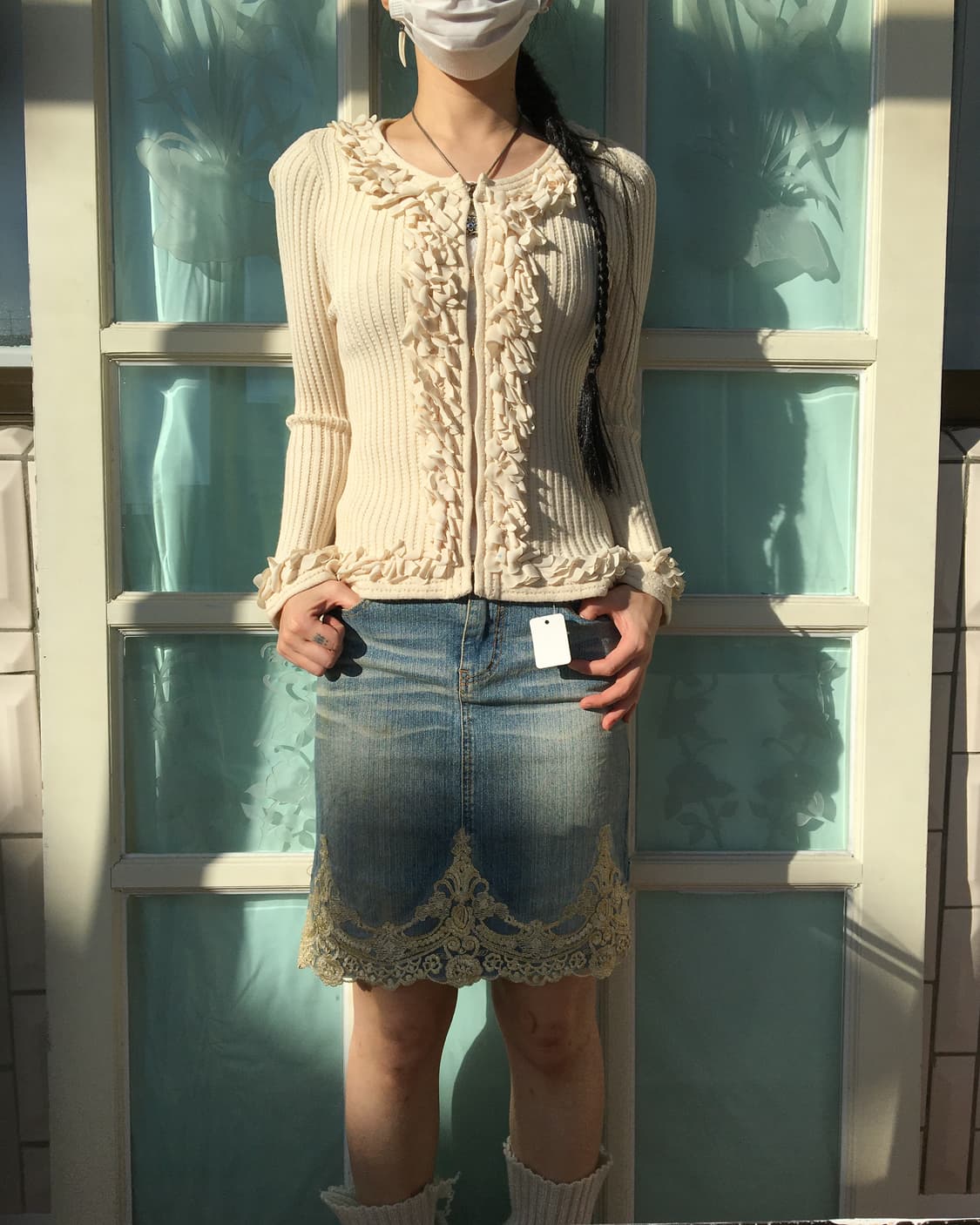 Pleats trimming ribbed knit cardigan 상품이미지1