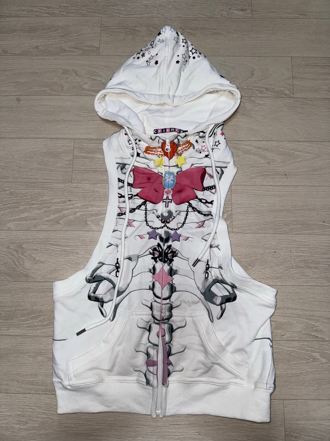 CFIERCE 해골 프린팅 후드 베스트 S 상품이미지1