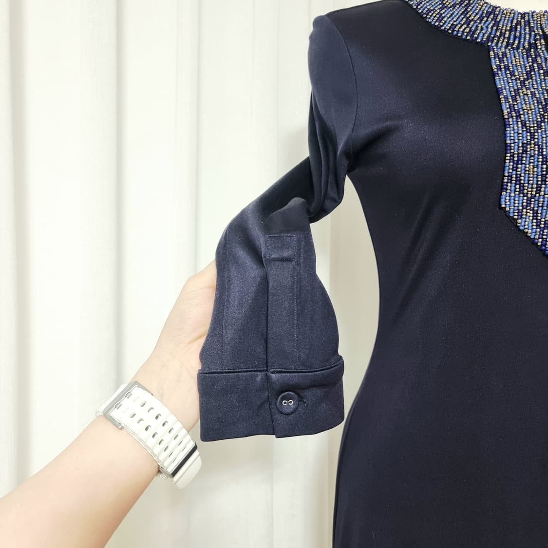 토리버치 비즈장식 실크100% 드레스 원피스 (44~날씬55) 상태최상 상품이미지6