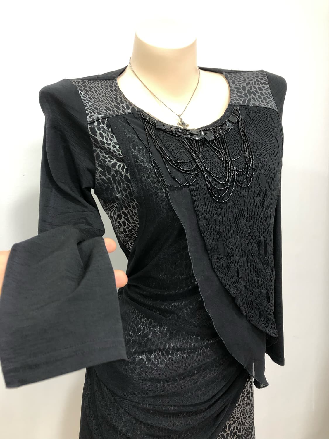 black layered mesh shirring dress 상품이미지6