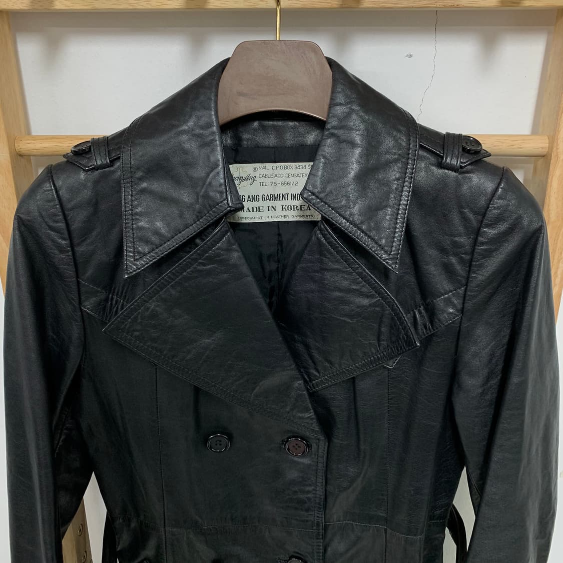 빈티지 리얼 레더 트렌치 코트 상품이미지4